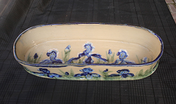 Oblong centerpiece, blue iris