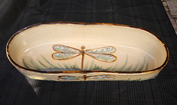 Oblong centerpiece, dragonfly